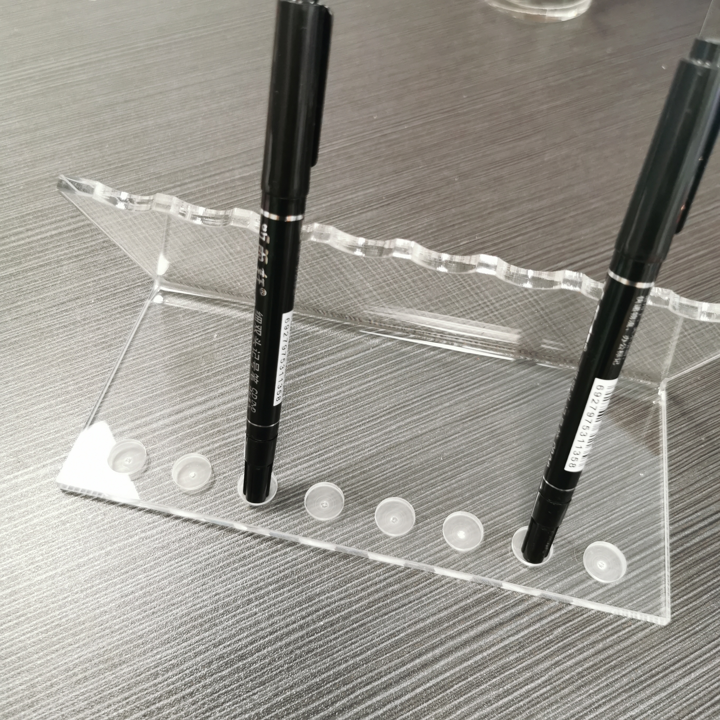 Compact Clear Acrylic Pen Holder Display Multi Hole Tabletop Mount