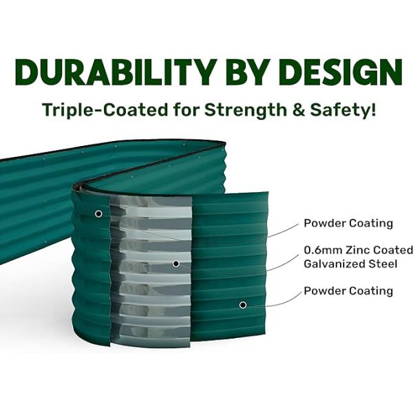 U-Shape Dark Green Galvanized Raised Garden Beds For Vegetables 7*11.5*1.4 Ft