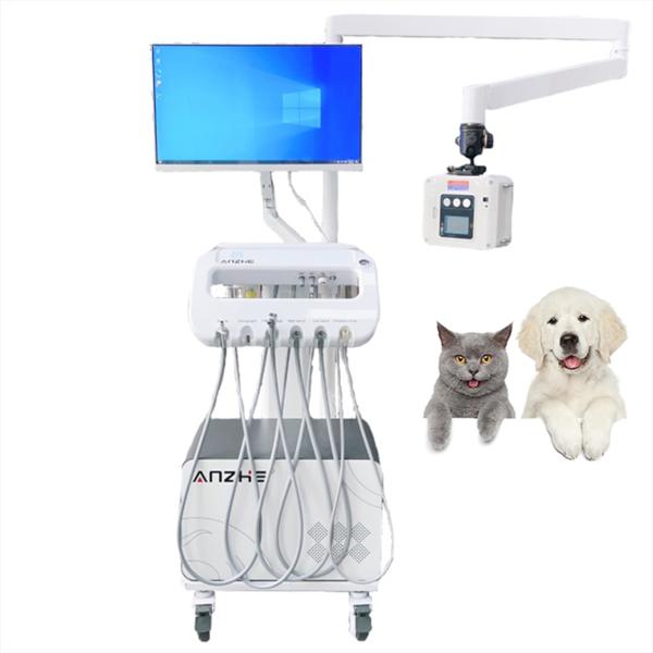 Portable Veterinary Dental Unit with X-ray and Sensor All-in-One Mobile Vet Dental Equipment with Air Compressor Suction System for Animal Clinic