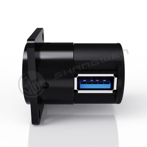 90 Degree Black Shell Audio Video Connectors 9 Pin Shielded RJ45 Female Straight XLR Socket for Data Cable & USB Connector