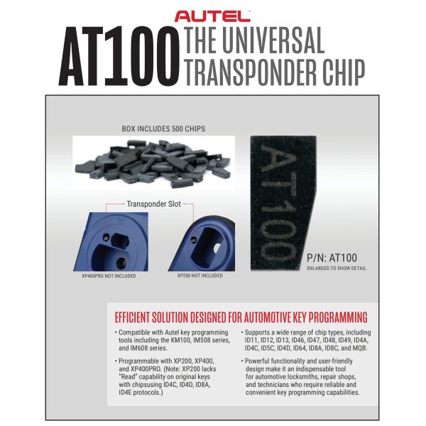 Autel AT100 Universal Transponder Chip for KM100 IM508 IM608