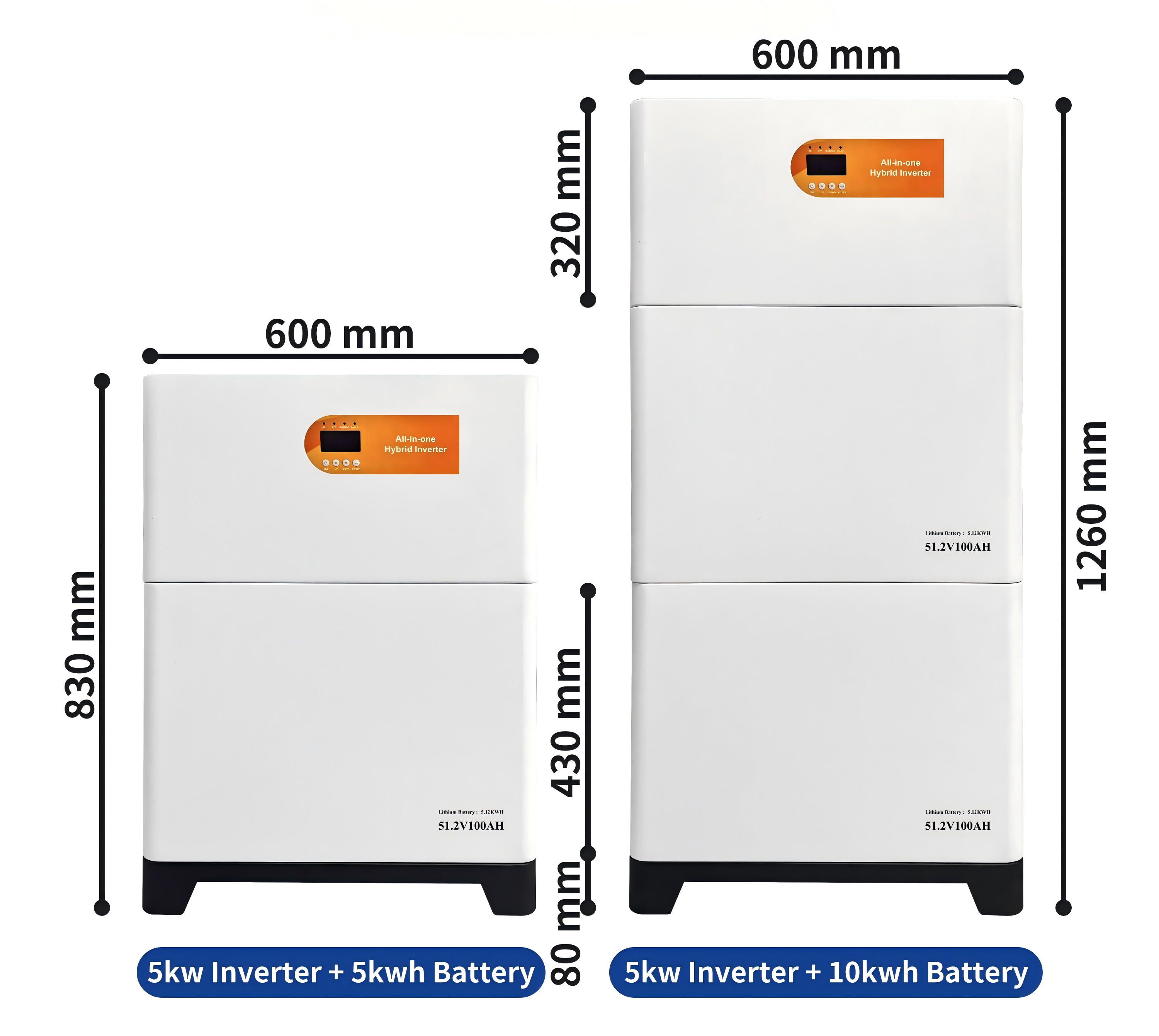 All-in-one vertical stackable solar storage system with 5kWh Lifepo4 lithium batteries for smart and scalable home energy solutions.