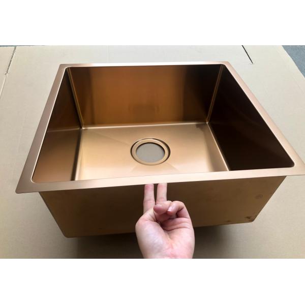 Copper PVD Surface Kitchen Sink Without Tap Holes 5 Years Warranty / Rose Gold Color Kitchen Sink
