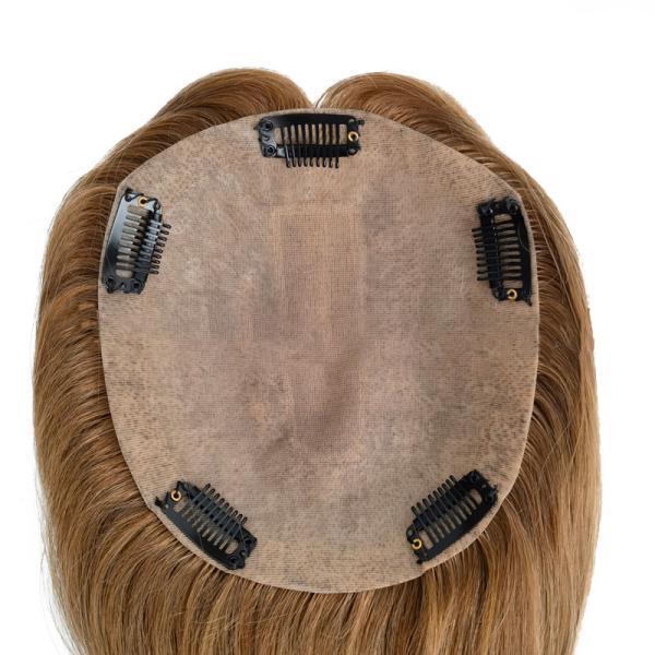 High Density European Free Part Silk Top Base 1B Real Remy Raw Hair Toupee Wig Pieces Toppers for Women