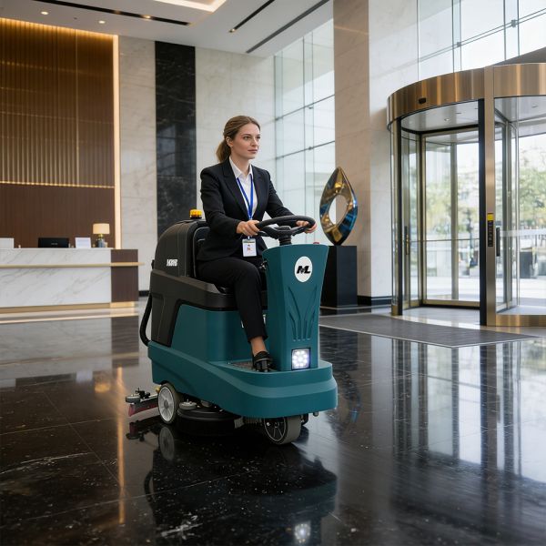 MZL Battery Double Side Brush Ride on Floor Scrubber Machine Manufacturer Large Area