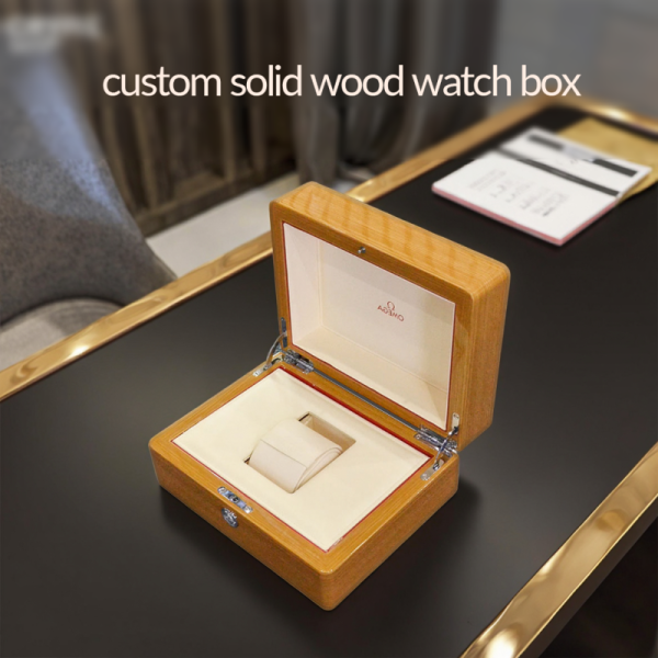Custom-made Wooden Desktop Watch Storage Gift Box with Hinged Lid and Lock for Men