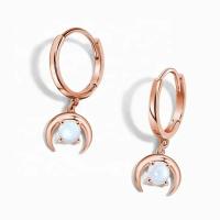 O Baguette de Rose Gold Plated 925 Sterling Silver Rainbow Moonstone Earrings cortou a joia natural do brinco do parafuso prisioneiro de Moonstone