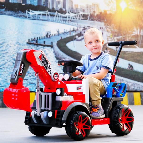 G.W. N.W 15KG/12KG LED Colorful Headlights 6v All-electric Construction Truck Car for Kids