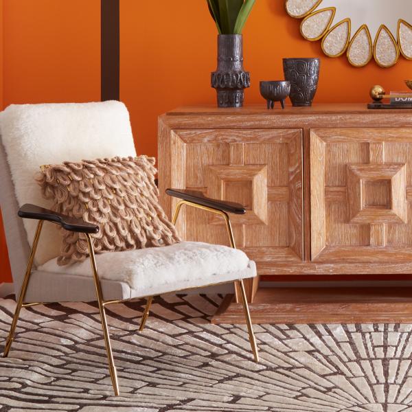 Living Room Ingmar Lounge Chair , Modern Furniture Chairs With Champagne Gold Foot