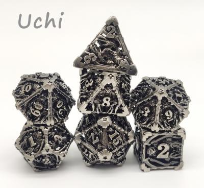 Portable Sturdy Polyhedral 7 Die Set , Wear Resistant Metal Dice RPG