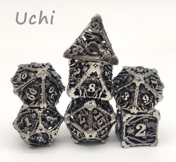 Portable Sturdy Polyhedral 7 Die Set , Wear Resistant Metal Dice RPG