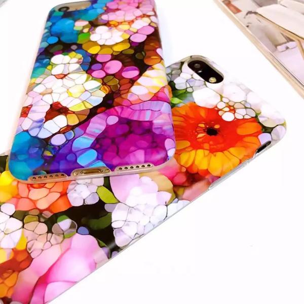 Soft TPU Super Slim 0.8mm IMD Made Colorful Kaleidoscope Glare Cell Phone Case Back Cover For iPhone 7 6s Plus