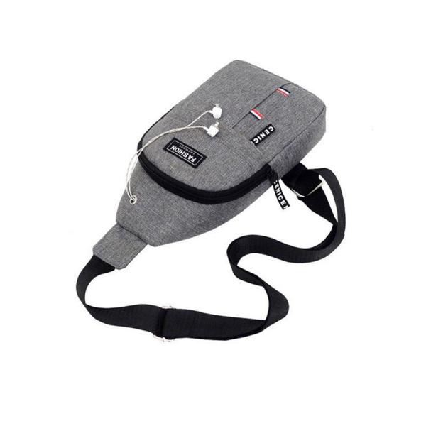Custom Logo Earphone Hole Men's Sling Bag for Daily Life and Sport in Versatile Style