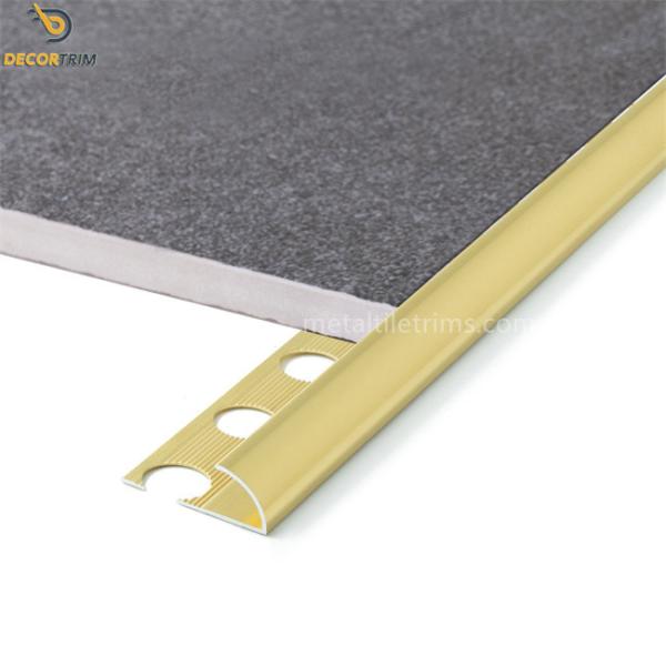 12mm Depth Ceramic Quarter Round Tile Trim , Anodizing Matt Gold Tile Trim