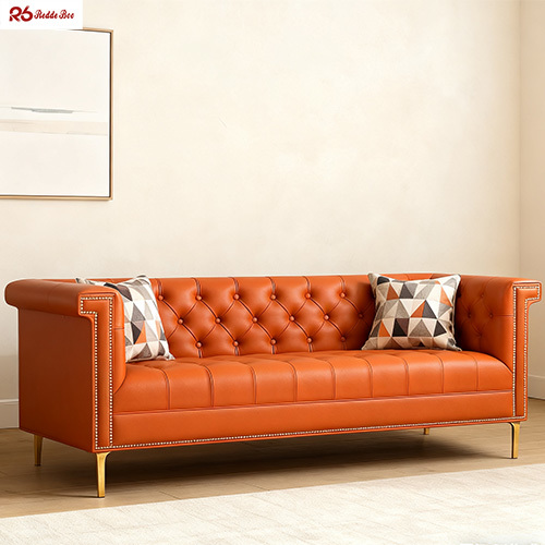 Luxury Design PU Leather Tufted Back Sofa Sets for Hotel Lobby Use