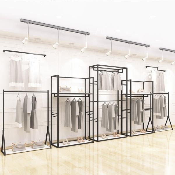 Indoor Black Metal Clothing Rack Eco Friendly Metal Display Stands