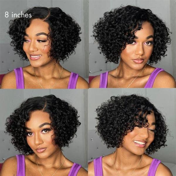 Top Human Hair Brazilian Pixie Cut Curly Full HD Lace Glueless Side Part Wig for Women