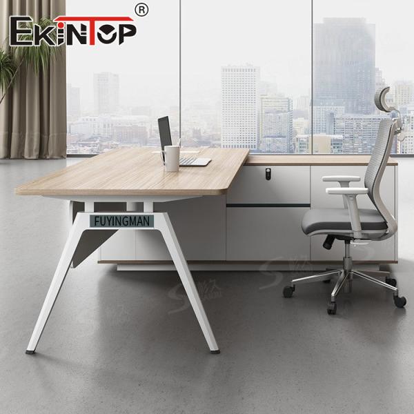 L-shaped Executive Table Office Desk with Metal Legs Custom Made Desk