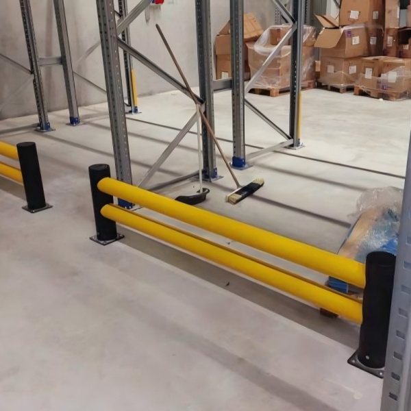 Hsj Heavy Duty Two Rail Flexible Impact Barrier Troax Mpm Equivalent Self-Healing Polymer Safety Fence for Logistics Distribution Center Factory Workshop Pedest