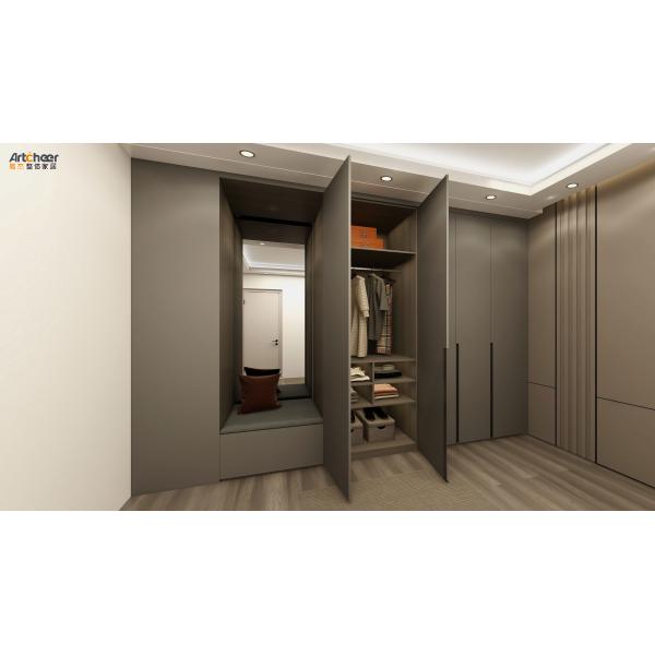 Современный минималистский деревянный спальный шкаф с дверными петлями