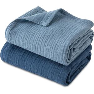 2-Pack Muslin Swaddle Blankets, Neutral Receiving Blanket Swaddling Clothes for Newborn