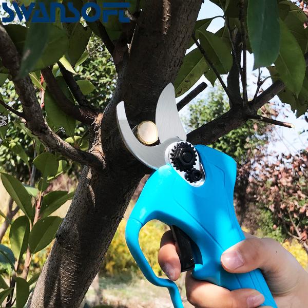 Swansoft 28mm 16.8V Battery Orchard Pruner Cordless  Garden Trimmer Plant Secateurs With 2 Batteries