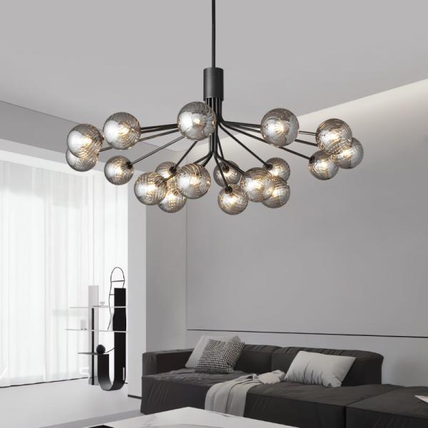 JYLIGHTING Modern Fashion Nordic Glass Copper Dining High Ceiling Murano Glass Simple Living Room Chandelier Modern Pendant Light