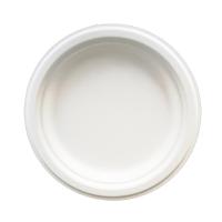 Bagasse jetable compostable de 6 de pouce plats de dessert autour de la plaque à papier