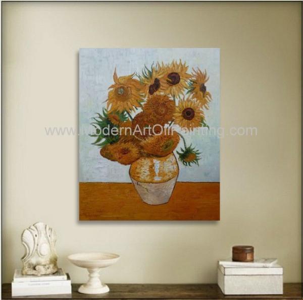 Countryside Vincent Van Gogh Oil Paintings Sunflowers with Vienna Gold Leaf 20 x 24 inches