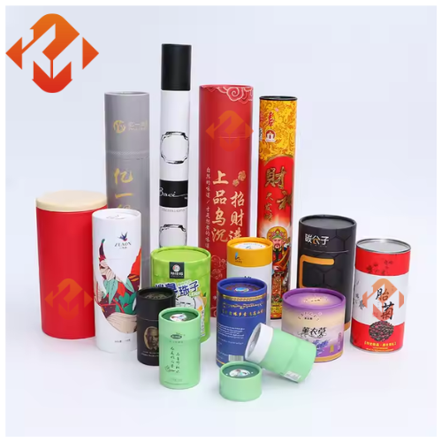 Embalaje de tubos de vino cilíndricos Tubo de frasco de papel Kraft con cubierta de hojalata metálica