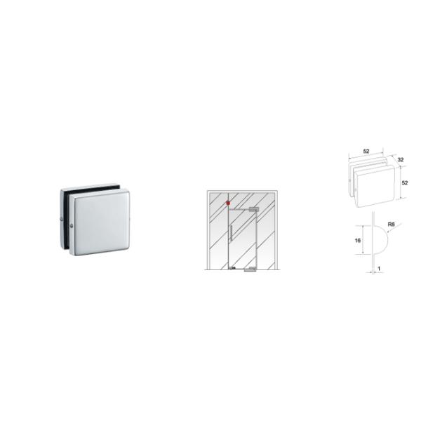 Glass Patch Fitting A-070, Material aluminium, steel, stainless steel, finishing satin, mirror
