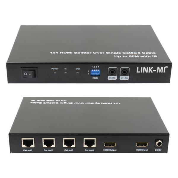 50M 4K HDMI Splitter 1x4 4 Channels Video Splitter Over Cat5e/6 Cable