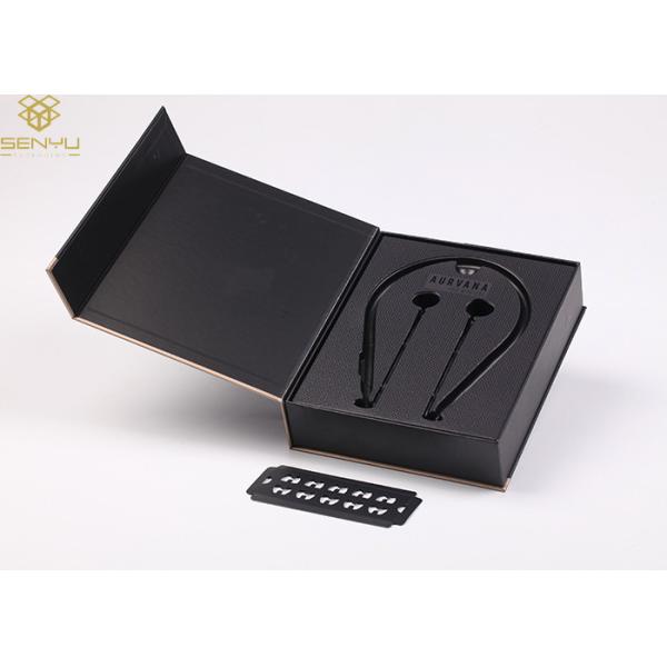 Embossing Black Cardboard 1500g Earphone Packaging Box