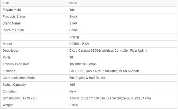 Original Cisco C9800-L-F-K9 Enterprise highend wireless WIFI controller