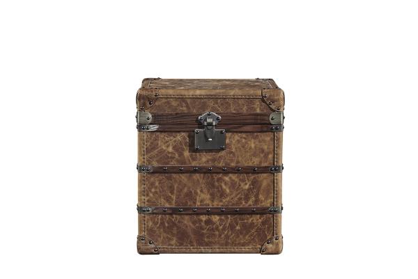 Large Leather Square Storage Trunk , Bedroom Storage Trunk Chest Copper Lock