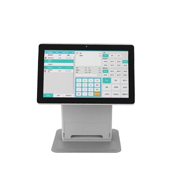 15.6 Desktop Dual-Screen Self-Service Kiosk, Optional Android & Windows OS, Integrated with 80mm Thermal Printer, Barcode Scanner and NFC Reader Module