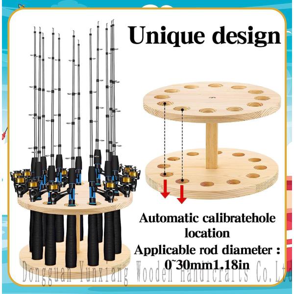 Wooden Fishing Rod Organizer Display Rack Solid Wood Round Storage Fishing Rod Base Simple Billiard Cue Placement Stand