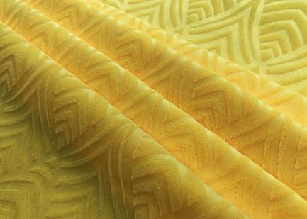 210GSM Soft 100% Polyester Embossed Pattern Micro Velvet Fabric For Home Textile - Yellow