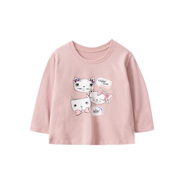 Polyester Spring Children'S Clothing Bottoming Top Girls Grey Long Sleeve Shirt