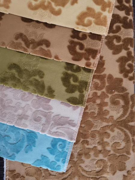 Damask Cutting Velvet Polyester Fabric Anti Static Customizable For Sofa