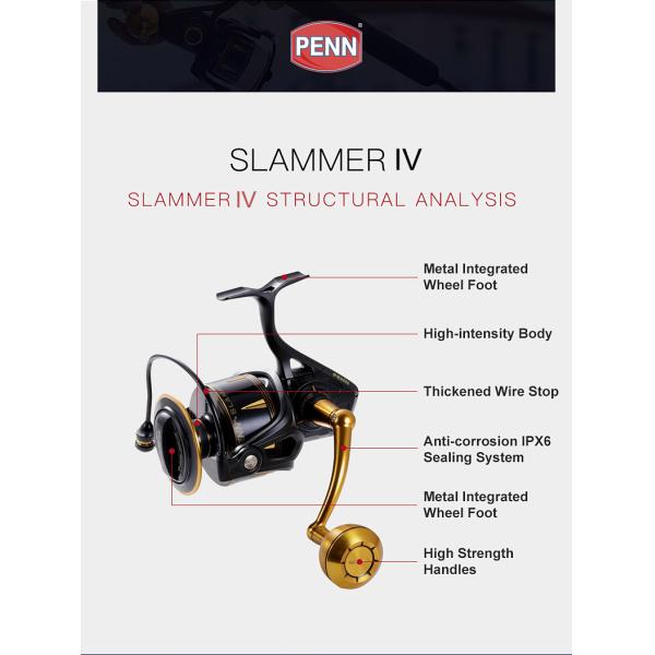 Original Penn Fishing Reel Saltwater Penn Slammer IV Spinning Fishing Reel