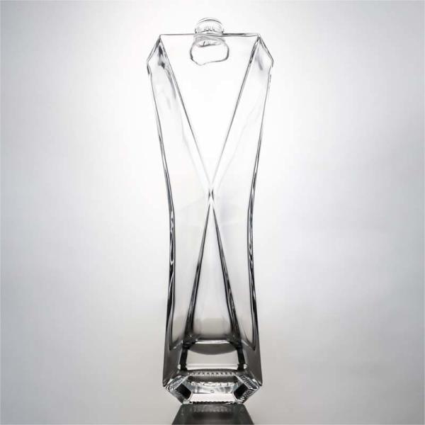 750ml Customized Logo Acceptable Clear Ground Glass Bottle for Gin Whiskey Vodka Liquor