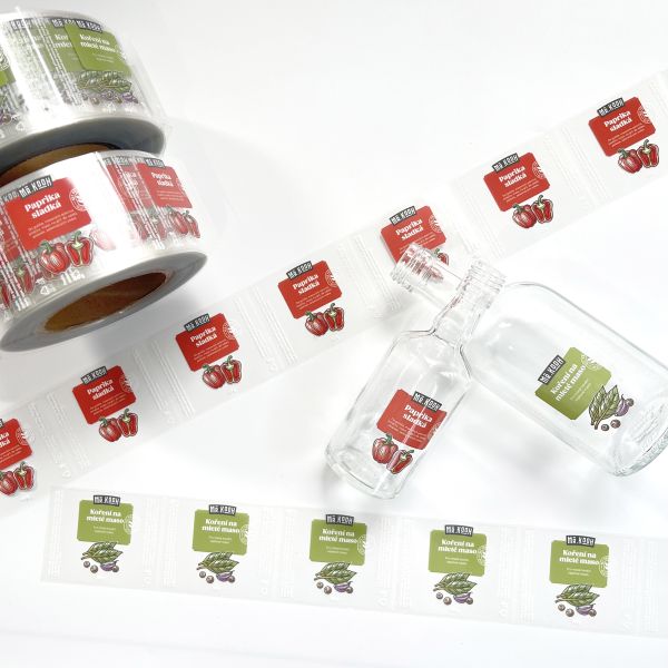 Custom Self-adhesive Package Roll Label Printed Stickers Waterproof Glass Bottle Transparent Label