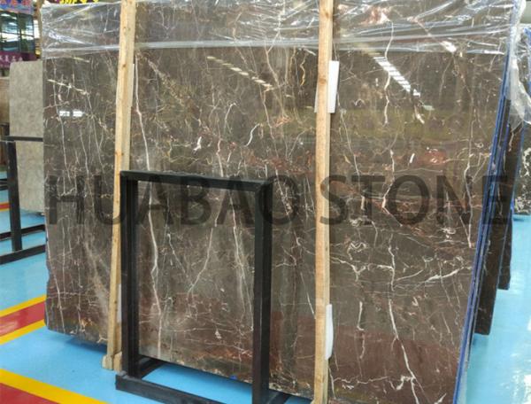 Outdoor Gold Brown Marble Slab Tile Customized Size With Gold Vein