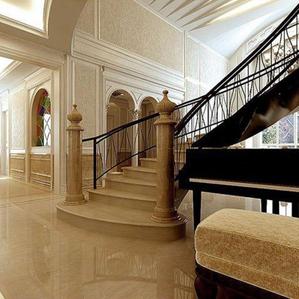 Calcite Ultraman Beige Marble Stone Slab Cut To Size For Sink And Basin