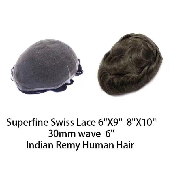 Super breathable Swiss lace bleached knots undetectable hairline Indian human hair toupee