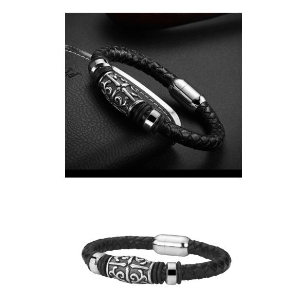 Wholesale custom fashion magnetic clasp handmade genuine mens leather bracelet