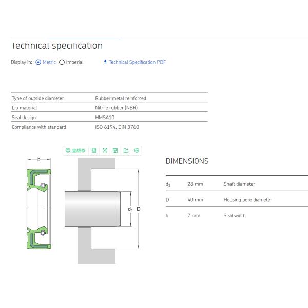 Radial shaft seals for general industrial applications      28X40X7  HMSA10 RG