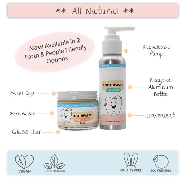 Xylitol Kids All Natural Fluoride Free Toothpaste Powder Vegan Sweet Orange 2 Fl Oz