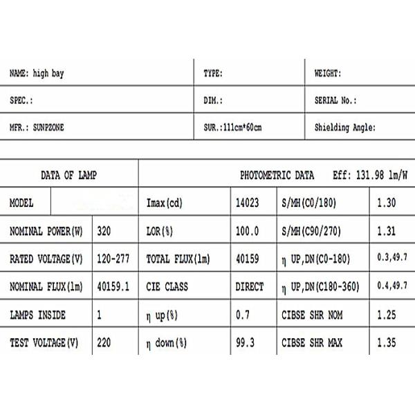 Линейный промышленный высокий залив освещает 320 высокую эффективность ватта 4500K 44800LM